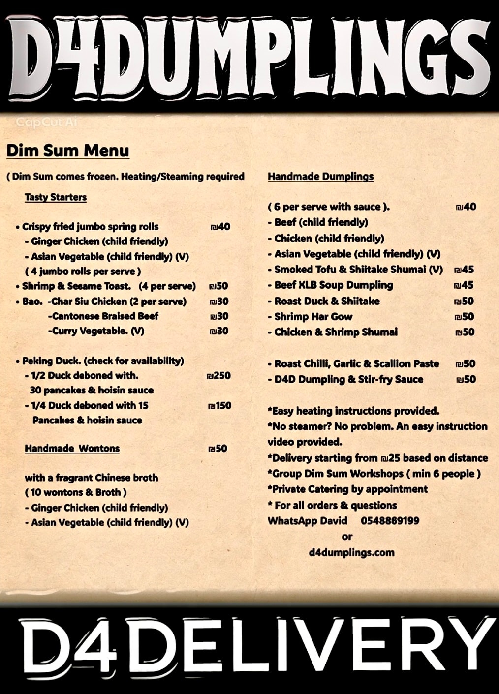 D4Dumplings printable dim sum menu